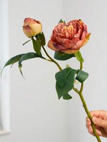 1 Pc High Quality Charred Edge 2-Head Peony & Paeony Artificial Flowers, Retro Home Decor Fake Flower Bouquet - Multicolor - View 13