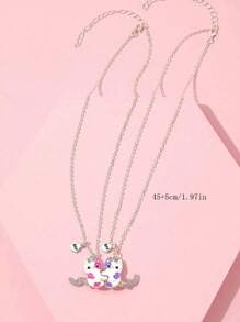 QTHOPE 2pcs Cute Cat Best Friend Forever Necklace, Sweet Cat Pendant Necklaces Gift For Friends