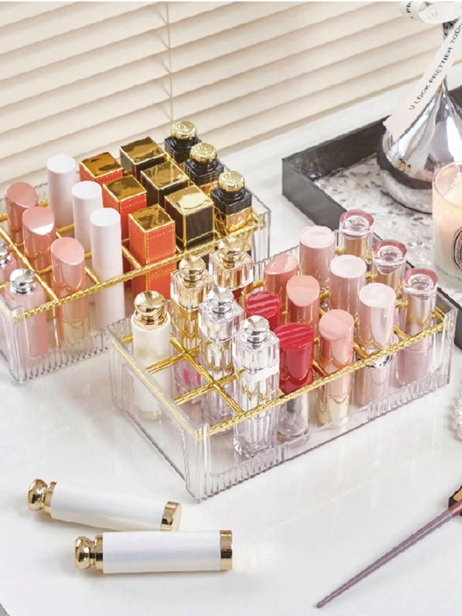 18格口红收纳盒，透明化妆唇彩唇膏收纳展示架，简约口红架