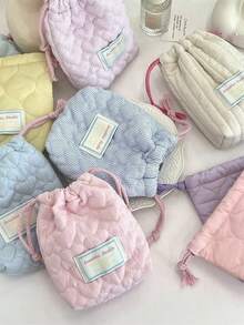 1 PC Cute Candy Colored Pink Blue Stripe Heart-Shaped Quilted Girls Drawstring Bag Instant Camera Storage Bag Skincare Makeup Bag Make Up Pouch Cosmetic Bag Multi-Function Portable Underwear Clothing Storage Bag Sanitary Napkin Bag,Travel Essential Storage Set For Short Trips,University Room Decoration Bedroom Decoration Storage Bag Travel Storage Bag Travel Essential Items Valentine's Day Gift,Makeup Bag,Make Up Bag,Makeup Bags,Cosmetic Bag,Makeup Organiser,Travel,Makeup Pouch,Bag,Vanity,Make Up Pouch,Travel Essentials,Pouch Bag,Travel Essential,Vanity Accessories,Small Makeup Bag,Makeup Pouch,Cosmetic Bag,Travel Essential,Large Capacity,Large Makeup Bag,Christmas Gifts,Pouch,Travel,Gifts For Women Travel Essential,Pouch,Clutch / Small Handbag, Makeup Organizer,Makeup Organize,Pouch,Brush Holder,Mini Pouch,Large Capacity Pouch,Gifts For Women,Christmas Gifts,Gift Ideas For Women