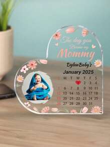 1 Customized Personalized Acrylic Photo With Customizable Text Date Love Ornament, Baby's First Birthday Souvenir, Baby's First Photo Gift, Baby Room Decoration Personalized Acrylic Love Plaque, Bedroom, Living Room, Baby Room Decoration, Ideal Gift For Mother's Day, Thanksgiving/Back To School