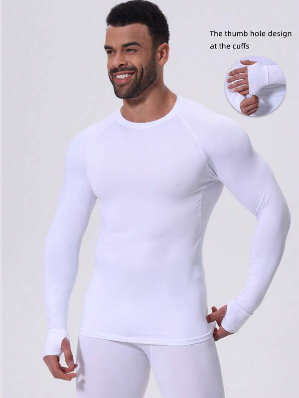 Men Outdoor Sports Long Sleeve T-Shirt, Breathable & Moisture Wicking Fabric, Suitable For Fishing, Sailing, Swimming, Hiking, Traveling, Canoeing, Mountaineering, Walking, Cycling, Ice Skating, Jogging, Running, Exercise And Casual Wear