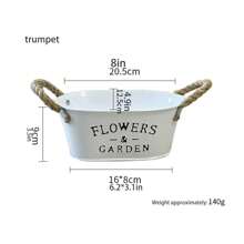 White Oval Flower Pots Metal Iron Planter For Railing Fence Balcony Garden Home Decoration