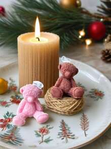 1 pièce Bougie parfumée en forme de nounours ours en peluche avec un cœur de rose. Objet décoratif fait main pour la chambre. Cadeau idéal pour les filles, parfums romantiques pour mariage/fête.