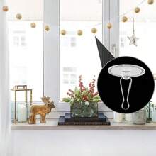100Pairs Easy-Install No-Drill Ceiling Hooks - Transparent, Damage-Free Adhesive Hangers For Festive & Party Decorations, Stainless Steel, Ideal For Christmas & Birthday Celebrations