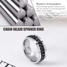 9Pcs Stainless Steel Fidget Spinning Rings Set For Anxiety Relief - Blue - View 6