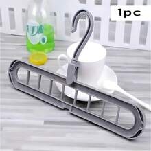 1pc Multi-Function Foldable Clothes Storage Hanger 9-Hole Non-Slip Folding Plastic Clothes Hanging Rack Space Saving Clothes Drying Rack Clothes Hanger Organizer For Closet Wardrobe Small Apartment Dorm Room Compact Home Use Lightweight Durable Resin Construction, Foldable Design, Quick Access Garment Holder, Breathable Lint-Free Maintenance-Free Rack - Multicolor - View 3