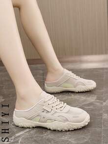 Fashionable Versatile Casual Simple Breathable Backless Sports Shoes - Beige - View 7