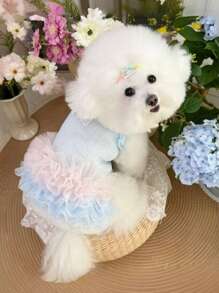 1 pezzo Elegante vestito da ballerina in tulle per cani, vestito da principessa senza maniche per outfit da festa romantico, adatto per cani piccoli, gatti, fresco in primavera/estate