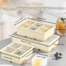 Ice Cube Tray With Lid And Bin - Square Ice Trays For Freezer With Lid -5cm Big Ice, Ice Cube Trays For Freezer With Ice Container 4 Grids, 6 Grids, And 8 Grids - Multicolor - View 3