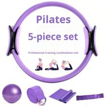 5-Piece Pilates Set - Universal Fitness Rings, Resistance Bands, Yoga Mat, Exercise Ball And Resistance Bands - Made Of Foam And PP Material - Purple And Pink Colors, Suitable For Home Fitness, Workout At Home, Gym Sweating, Health, Fitness Equipment, Pilates Reformer, Pilates Gear, High Quality, Suitable For Gifts, Mother's Day Gift, Birthday Gift, Christmas Gift, 39cm Large Pilates Ring