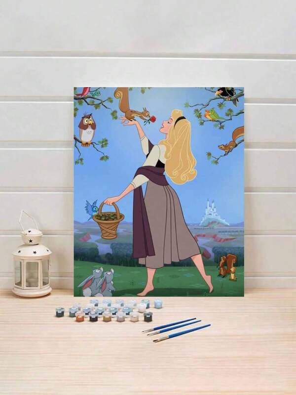 Disney Princess Themed DIY Acrylic Painting Kit, 1 Set, Adult Crafts, Unframed Artistic Oil Painting Set For Bedroom Decor And Art Wall Decoration, Simple And Fun Painting Process, No Drawing Foundation Needed, Fulfill Your Painter Dream, Immerse Yourself In The Colorful World, Each Stroke Is Self-Expression, Add Romance To Life, Best Gift For Family And Friends, Holiday Gift, 40*50CM