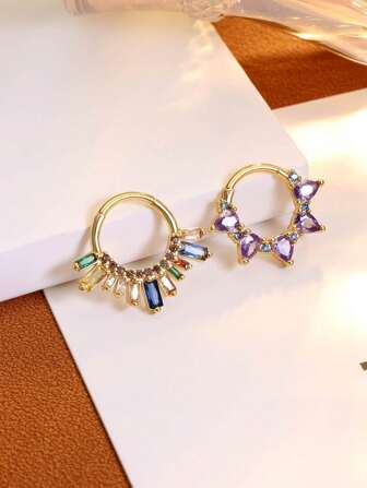 Leocuci 方晶锆石鼻中隔环鼻环女式耳轮软骨环耳环 10 毫米