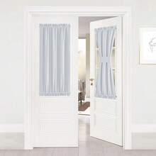 Local Warehouse- Door Curtain Panel, Grey French Door Curtains Blackout Thermal Insulated Curtain Sidelight Privacy For Window/Living Room/Doorways/Classroom (25W By 72L Inches, 1 Panel) - 灰白色 - 查看 8