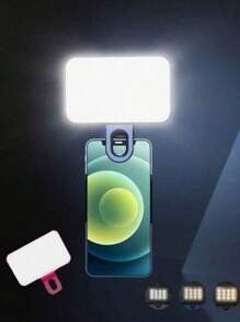 1 pieza Luz de relleno LED para selfie, luz de teléfono LED con 3 modos de iluminación, luz de relleno portátil y de clip mini para maquillaje, transmisión en vivo, conferencia de Zoom, luz de video/fotos recargable para teléfono, cámara, con batería integrada de 150mAh