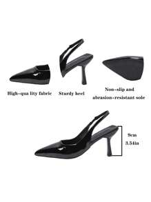 Women's Backstrap Cat-Heel Pumps, High Heel Pointed Toe Patent Leather Stiletto Heels, Red Bridal Wedding Guest Shoes, Versatile Refined Backstrap Sandals