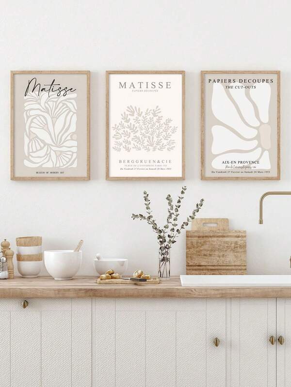 3 Pieces Minimalist Matisse Canvas Art Print Modern Abstract Poster Elegant Line Painting Stylish Artistic Wall Picture Room Wall Decoration Living Room Wall Decor No Frame Kitchen Decor