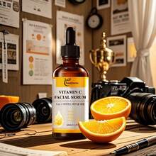 维生素 C 面部精华液 - 祛斑面部精华液、含透明质酸的维生素 C 精华液、抗衰老亮肤精华液、纯维生素 C 精华液护肤品 - 咖啡棕 - 查看 6