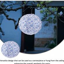 12pcs Blue And White Porcelain Design Chinese Traditional Pattern Paper Lanterns, Suitable For Weddings, Birthdays, Festivals, Parties, And Home Decor - Multicolor - View 5