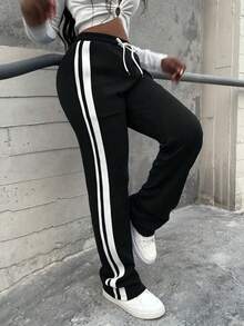 Women's Plus Size SweatpantsPants  Elastic Waist Casual Pants Summer Loose Fit Joggers Pants  With Pockets Drawstring - 黑色 - 查看 2