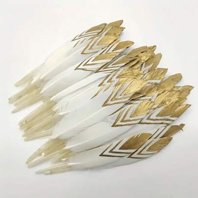 20 قطعة ريش البط الذهبي الطبيعي بطراز بوهيمي، للحرف اليدوية وصنع المجوهرات وديكور المنزل ، ريش أبيض اكسسوارات لصنع الحرف اليدوية ، ديكور حفل الزفاف، مزهرية ، شمعدان ، كرنفال ، تاج ريش ، جدران من الريش ، مستلزمات صناعة المجوهرات