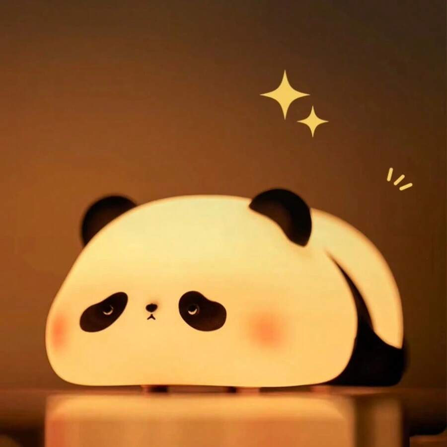 USB Rechargeable LED Night Light Cute Cartoon Panda Silicone Lamp Timing Function Desk Bedside Decor Nightlight Children Gift - Panda - View 1