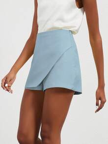 Pollitos de mujer con falda asimétrica de unicolor versátil y casual de marca Se-Hore - Azul claro - Ver 2