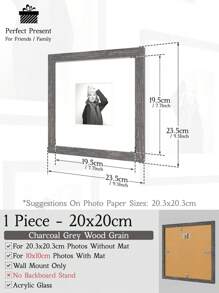 1pc Vintage Photo Frames With Charcoal Grey Wood Grain For Wall, 30x40/30x30/20x25/20x20/13x18cm, Industrial Style/Business Style/Retro Style/Black And White Style Collage Gallery Picture Frame, Nine-Grid Photo Frame Wall, Material, Widen Strips And Easy Buckle, Time-Honored Nostalgic Narrative Gift For Friends / Family