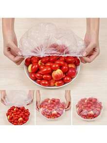 200PCS Disposable Plastic WrapFor Keeping Leftover Foods FreshWith Elastic And Self Seal Closure,Suitable For Covering Bowls AndDishes, Home Use - Multicolor - View 4