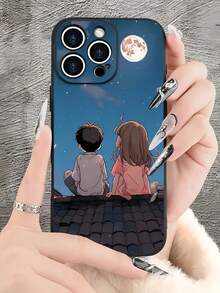 1pc Rooftop Moon Creative Pattern Full Coverage TPU Anti-Drop Phone Case Compatible With Apple 16, 15, 14, 13, 12, 11 Pro Max Waterproof Shockproof Scratch Resistant - Multicolor - View 3