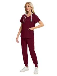 Short Sleeve Surgical Uniform Women Pharmacy Workwear Nurse Uniforms Hospital Doctor Work Tops Pants Beauty SPA Scrubs Sets