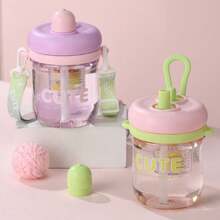 1pc 650ml/22oz Plastic Cup With Straw, High-Quality Water Bottle, Suitable For Office Women, Anti-Drop And Heat Resistant, Flower Tea Drinking Cup With Separation Of Tea And Water