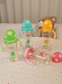 1pc Baby PPSU Bottle, Wide Mouth Mushroom Head Milk Bottle With Handle, Suitable For Babies 12 Months+, 11.2OZ/330ML