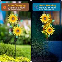 Sunflower Wind Spinners Garden Stake With LED Lights,Outdoor Solar Wind Sculptures For Yard And Garden,S-Type Solar Windmill Kinetic Spinner For Garden Lawn Patio Decoration(51") - S-shaped Sunflower - View 5