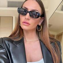 10副复古小方框眼镜，厚框方形派对眼镜，女士大包装，适合女士和女孩佩戴 - 黑色 - 查看 4