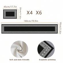 1/4/5/7 件几何希腊图案桌旗和餐垫套装，海军蓝和黑色可水洗桌面垫桌布，亚麻餐垫，适用于餐厅、派对、客厅、卧室、厨房、家居装饰，复古风格，双色，纯色，优雅印花，防滑耐热易清洁，理想的礼物，多功能，柔软可折叠，中式风格 - 彩色 - 查看 9