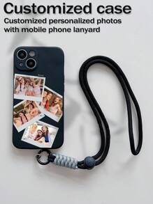1pc Customized Black Magic Cube Edged Phone Case With String, Anti-Lost Anti-Drop Design, Soft Shell, Lens Hole For IPhone 7/8 Plus, XS, XR, XS Max, 11, 12, 13, 14, 15, 16, Pro Max