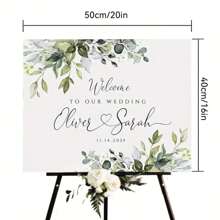 1 Stück elegantes, individuell gestaltetes Hochzeits-Willkommensschild, mit Namen und Datum personalisiert, für Hochzeiten, Jahrestage und besondere Anlässe, Gartenhochzeit Accessoires, Hochzeitsdekoration, Kunstaktivitäten für Kinder