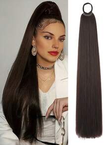 16 英寸/26 英寸马尾辫接发，多功能松紧带黑色自然黑咖啡棕色浅棕色金色多色马尾辫耐热接发，适合女性，长直发 DIY 环绕马尾辫柔软天然合成马尾辫 - 彩色 - 查看 20