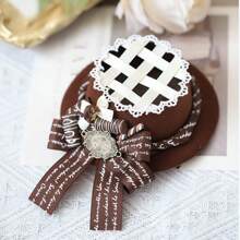 1 Stück Lolita-Stil Schokoladen-Miniparty-Hut, Vintage elegante Kopfbedeckung mit Schleifenclip, geeignet für Cosplay