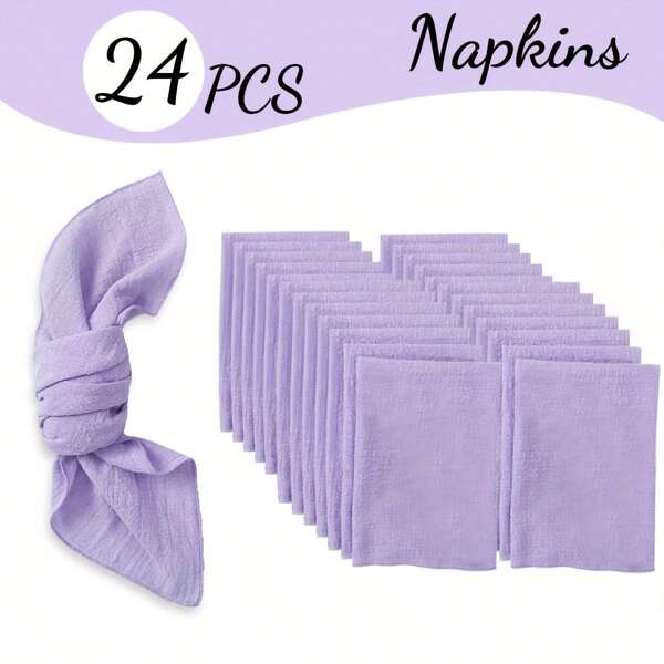 24pcs Light Pink Bohemian Style Solid Color Napkins, Simple And Rustic Square Cloth Napkins, Suitable For Wedding, Christmas, Thanksgiving, Party Decoration, Buffet, Birthday Party And Holiday Table Decor