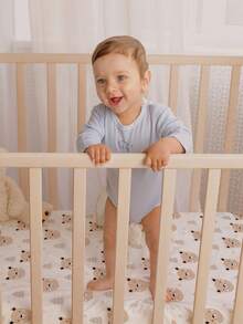 GLLQUEN BABY 2件組嬰兒床單套裝，男女通用，適用於嬰兒床與幼兒床墊，超柔軟微纖維材質，尺寸 47x24x6 英吋 - 小熊 - 查看 8
