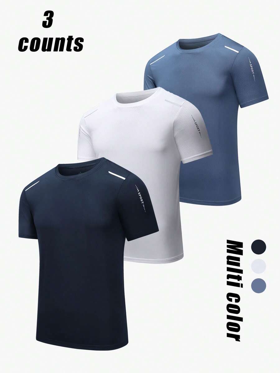 [Summer] Men's Outdoor Casual Sports 3 Pieces Set: Short Sleeve T-Shirt - Multicolor - View 1