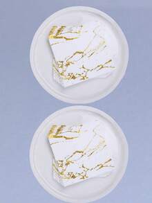 20pcs Gold Foil Marble/Leaf Pattern Disposable Napkins, 13x13 Inch, Perfect For Parties, Weddings, Restaurants, Home Gatherings, Birthdays And Easter