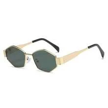1 Cặp kính thời trang mùa hè gọng kim loại hình đa giác, kính unisex phù hợp cho đi làm, đi biển, du lịch, chụp ảnh đường phố, kính mắt cá nhân hóa. - Màu nâu - Xem 13