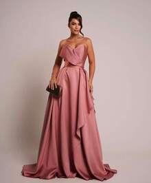 PRINCESS STRAP-OFF PARTY DRESS. Elegant Conservative / Modest PET Appliques - Rusty Rose - View 2