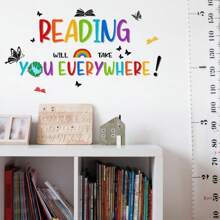 1pc Colorful Inspirational Reading Quote Wall Decal, Bedroom & Living Room Decoration