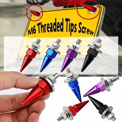 M6 Car License Plate Screws, Car License Plate Bracket Hardware, Threaded Pointed Screws, Car Modification Fasteners, Mudguard Washer, Bumper Engine Bolts, License Plate Aluminum Alloy Bolts, Suitable For M6 Screw Holes On Cars, Trucks, Motorcycles, Bicycles
