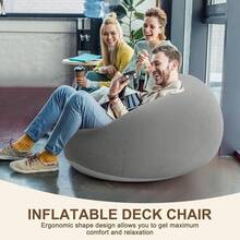 Inflatable Bean Bag Chairs Adult Blow Up Chairs Lazy Sofa Folding Portable Inflatable Chair Movie Outdoor Room Bedroom Reading Camping(Purple) - 灰色 - 查看 10