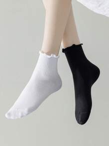 6 Pairs Black & White Casual - Sports Socks, Women Sports & Casual Ankle Socks For Running, Fitness
